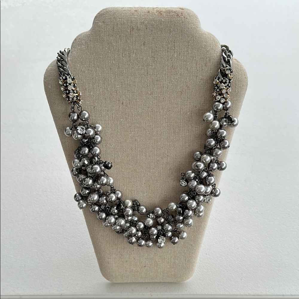 Stella and Dot Silver and Gray Pearl Necklace